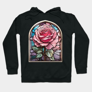 Pink Rose Stained Glass Window (758) Hoodie
